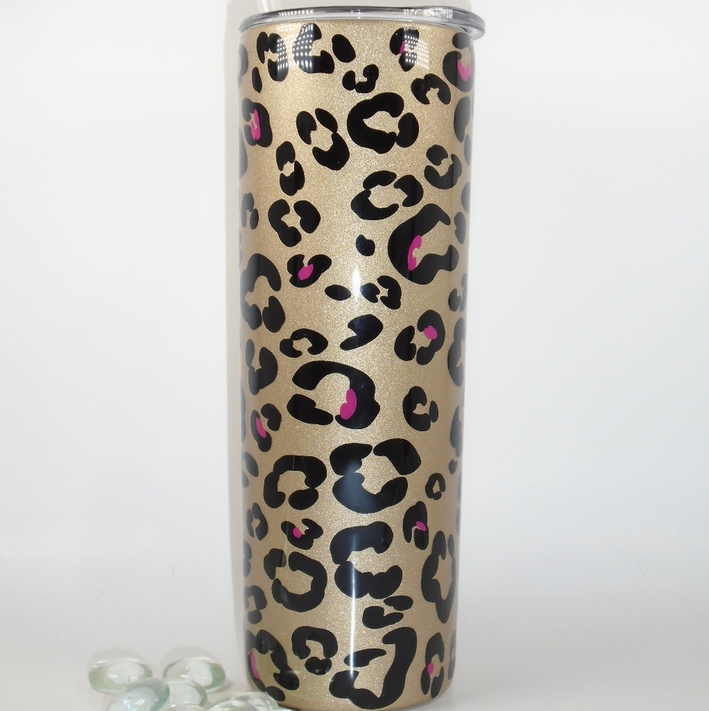Leopard print stainless tumbler